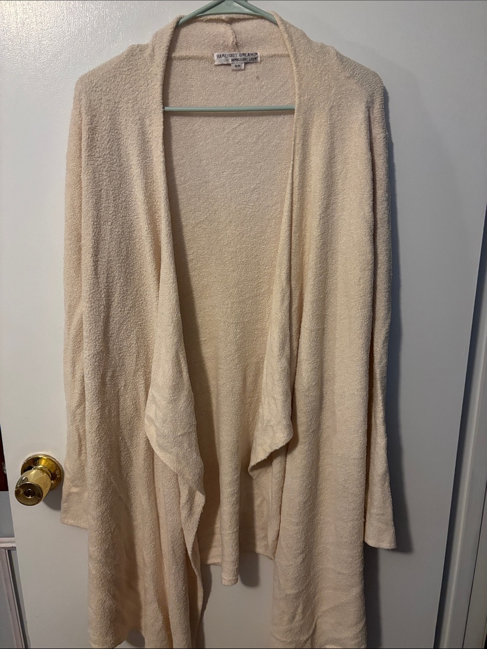 Classic Lived In Cozy Barefoot Dreams Soft Cream Open Drape Cardigan Small